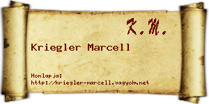 Kriegler Marcell névjegykártya